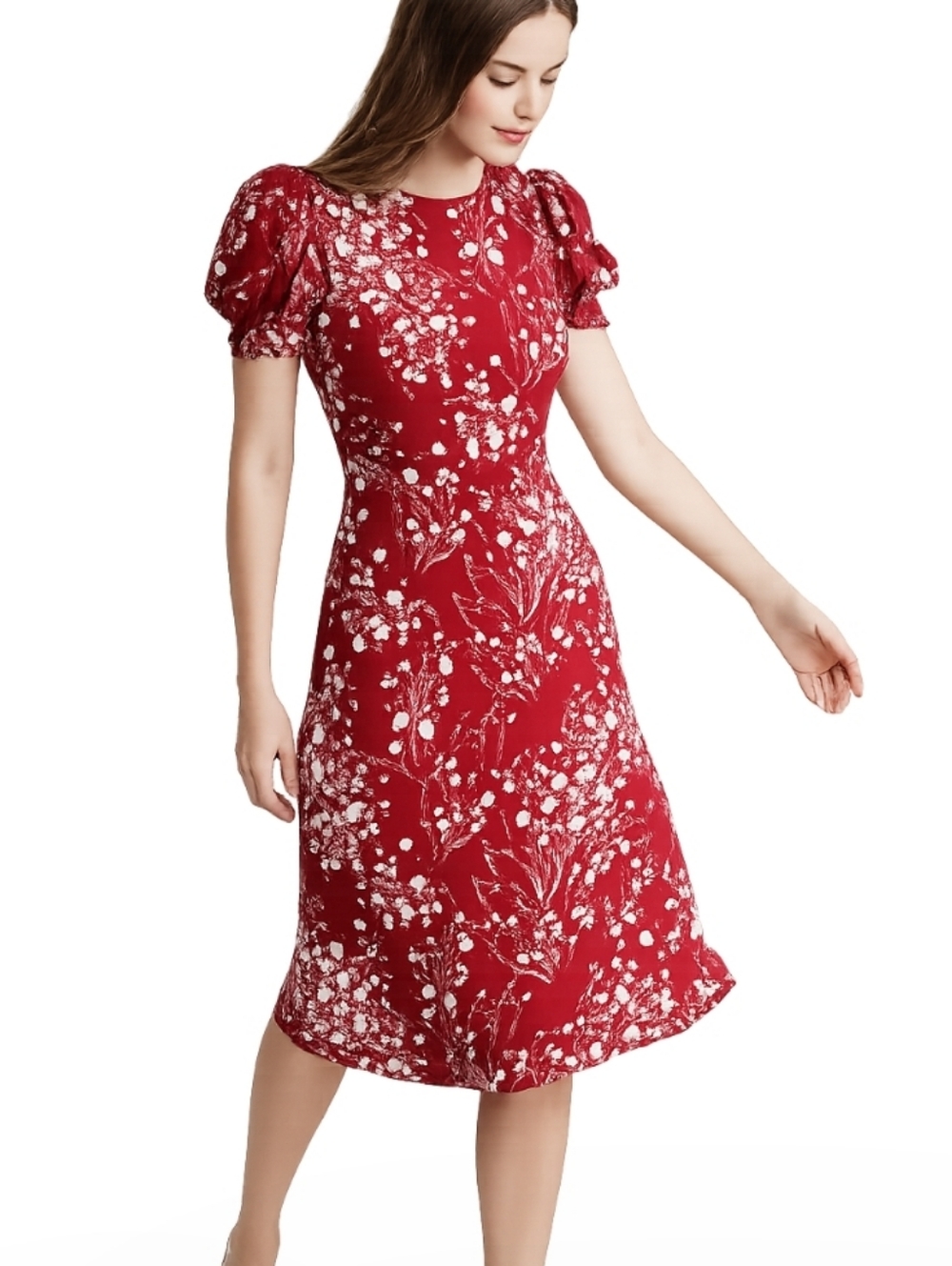 REFORMATION LEE RED FLORAL DRESS IN BRYCE
